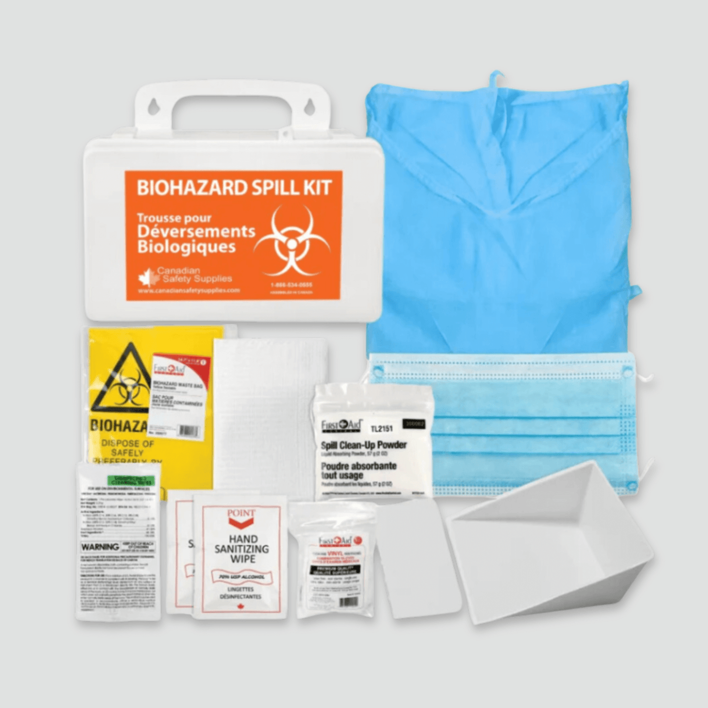 Contents of Deluxe Biohazard Spill Clean Up Kit
