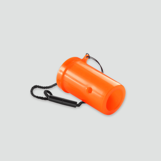 Bright orange emergencies arrival horn for outdoors and water sports safety