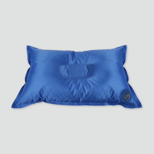 Blue Self inflatable Pillow for camping and hiking