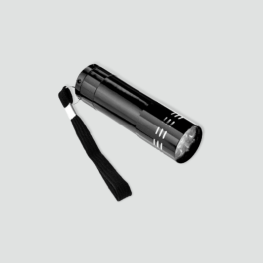 Black 3 3/4' Metal Flashlight with wrist strap