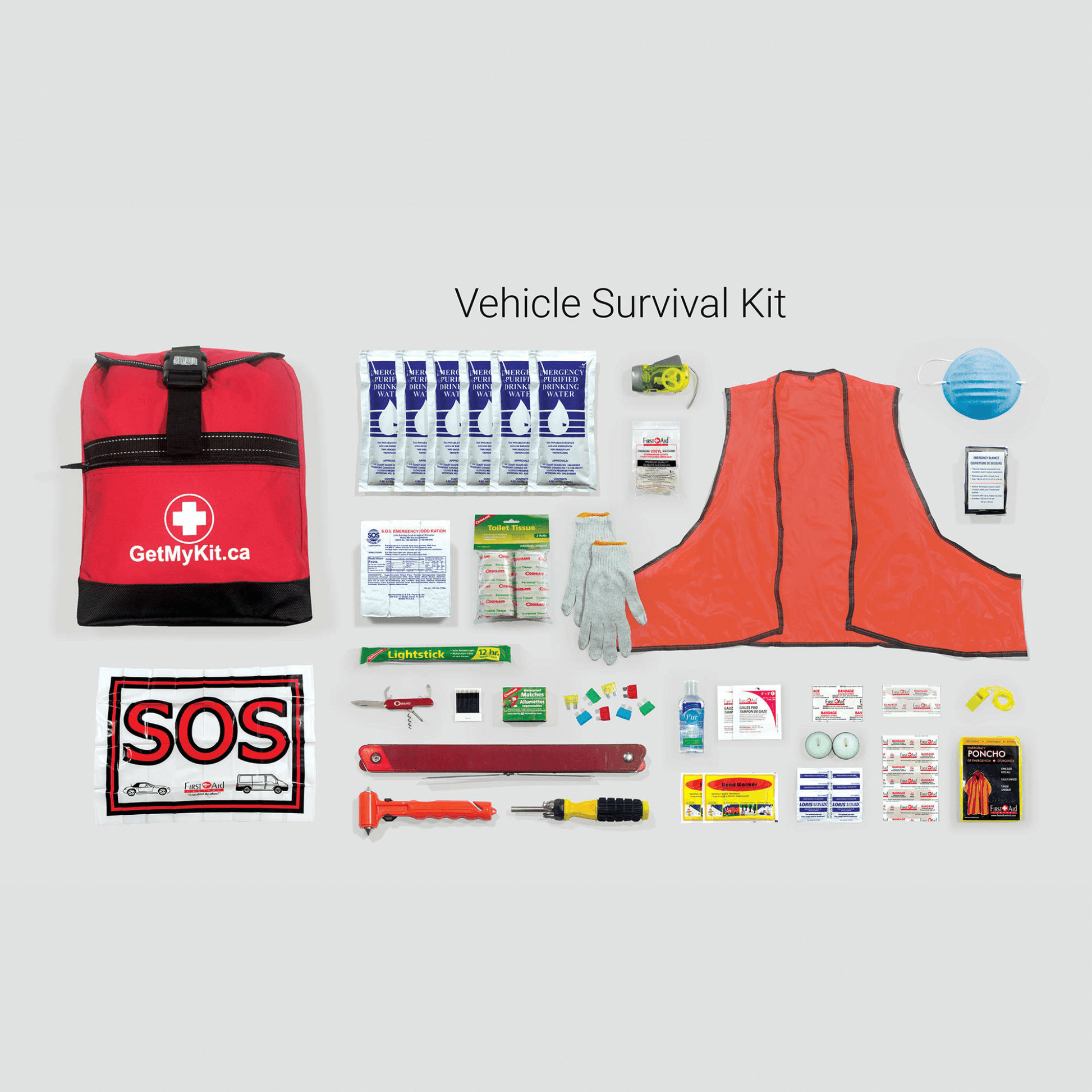 Emergency preparedness supplies for your vehicle.